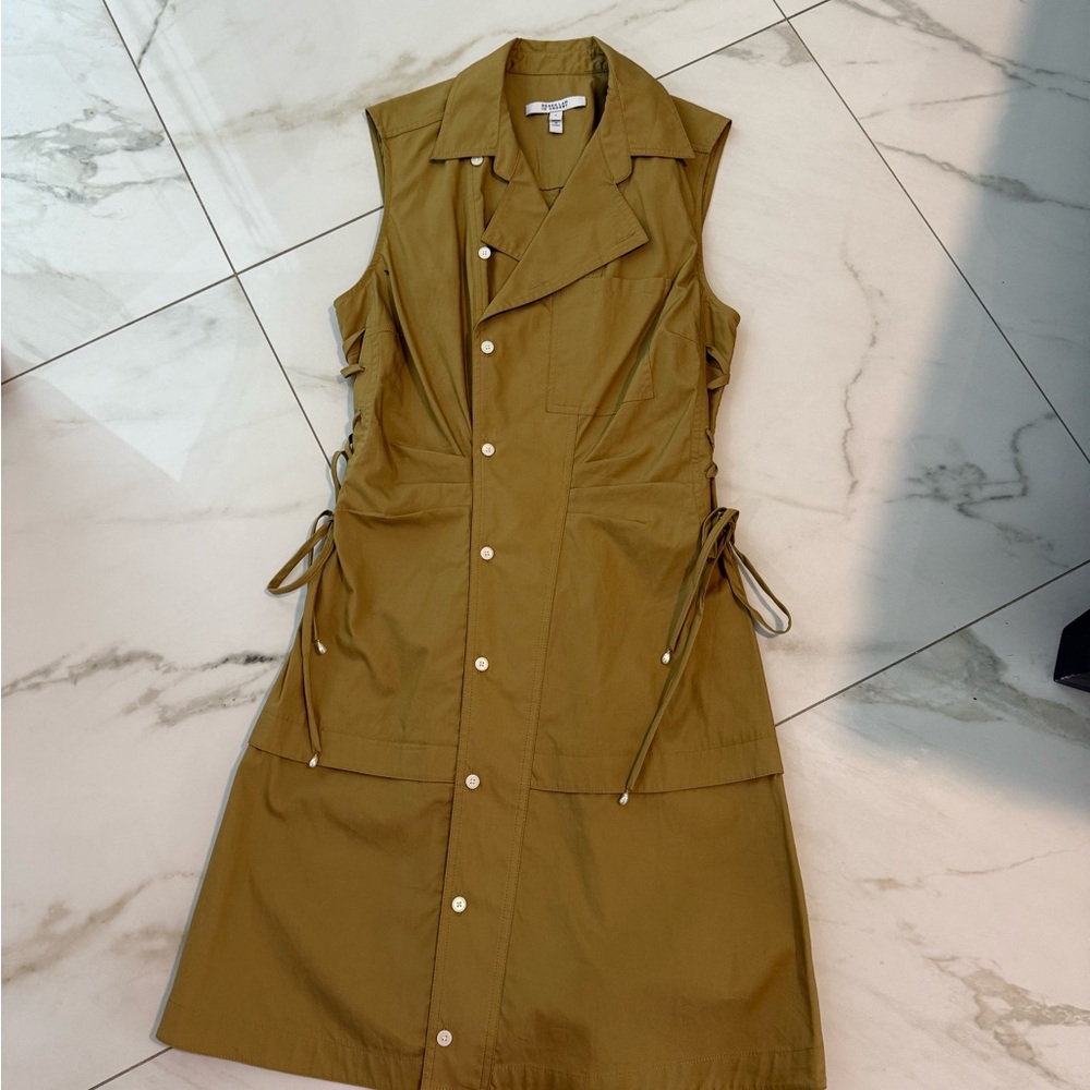 10 Crosby Derek Lam Sleeveless Khaki Midi Dress